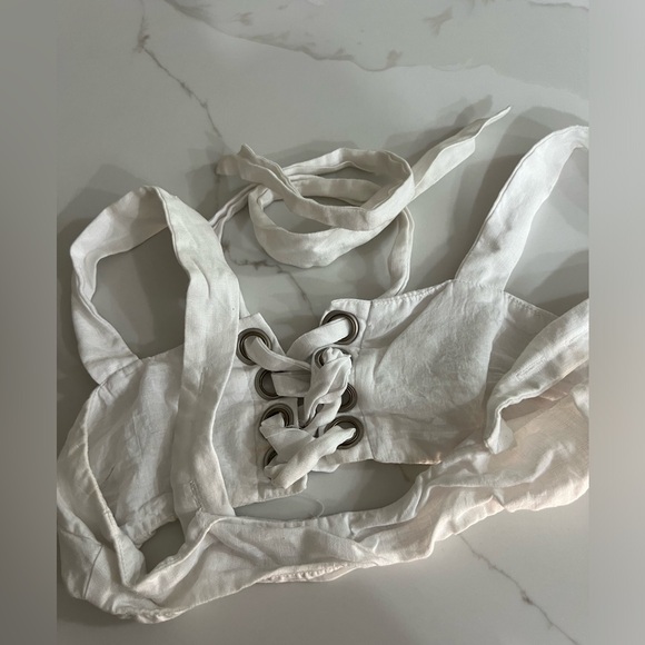 Seek The Label lace up linen crop top XS - Picture 3 of 8